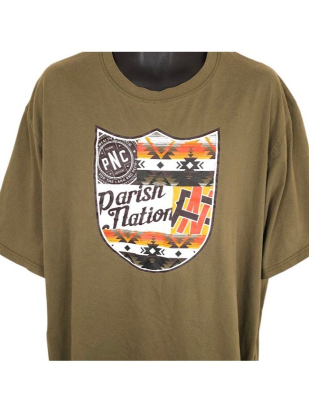 Parish Nation T Shirt Mens Size 4XL Green Southwestern Print Streetwear